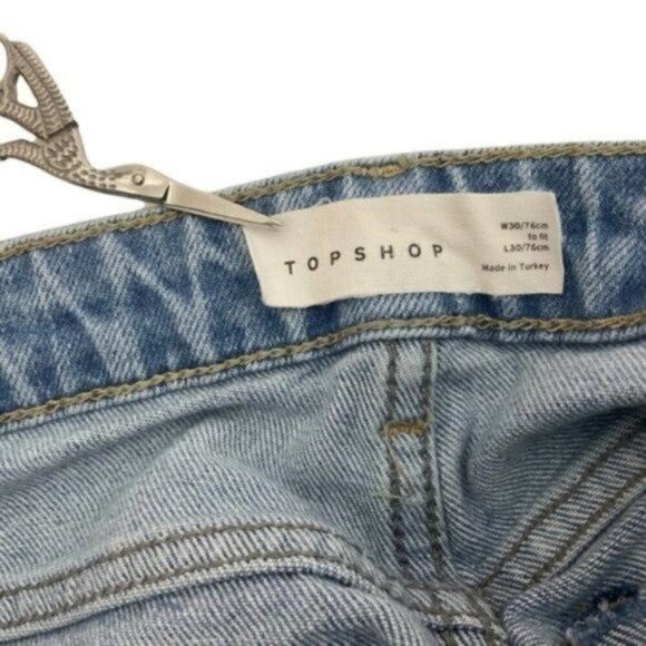 Topshop Bleached Raw-cut Hem Straight Jeans Hemmed to Cropped Size 30 - Picture 12 of 12